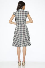 Brown & Blue Plaid Swing Dress