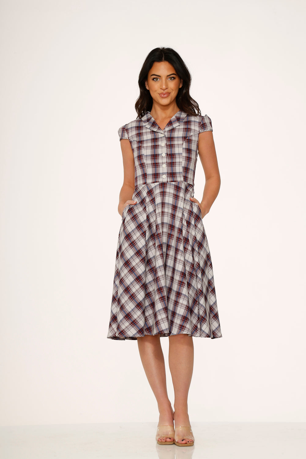 Brown Plaid Swing Dress