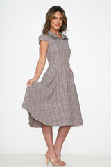 Brown Plaid Swing Dress