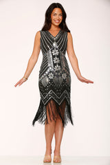 Black Silver Flapper Dress