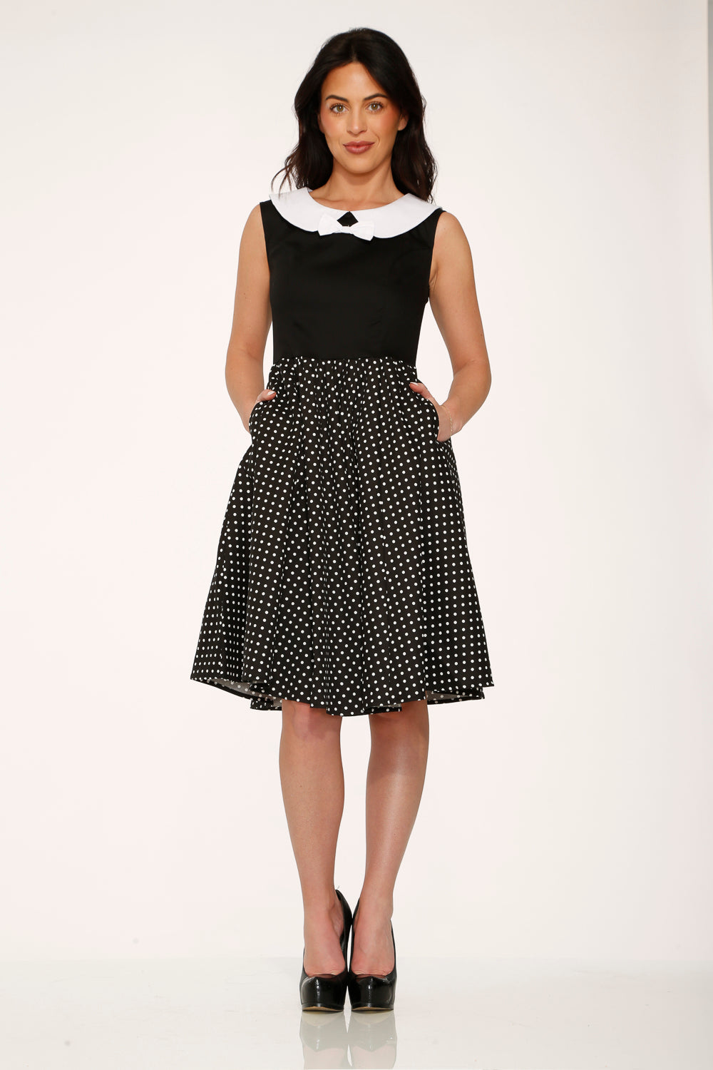 Black & White Polka Dot Swing Dress