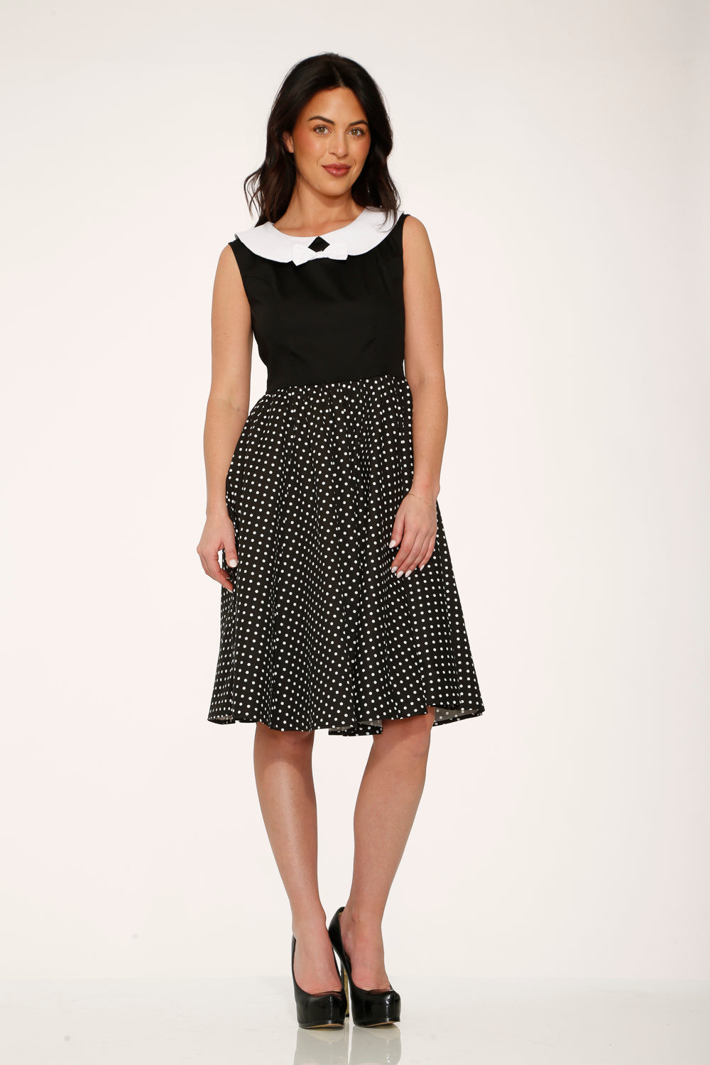 Black & White Polka Dot Swing Dress
