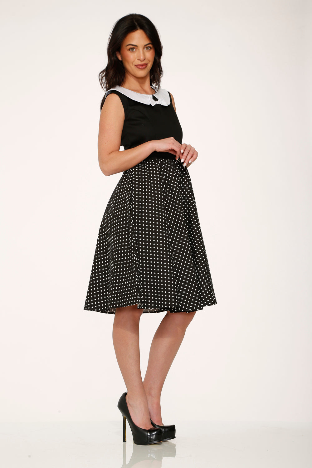 Black & White Polka Dot Swing Dress
