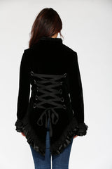 Black Gloria Velvet Tailed Jacket