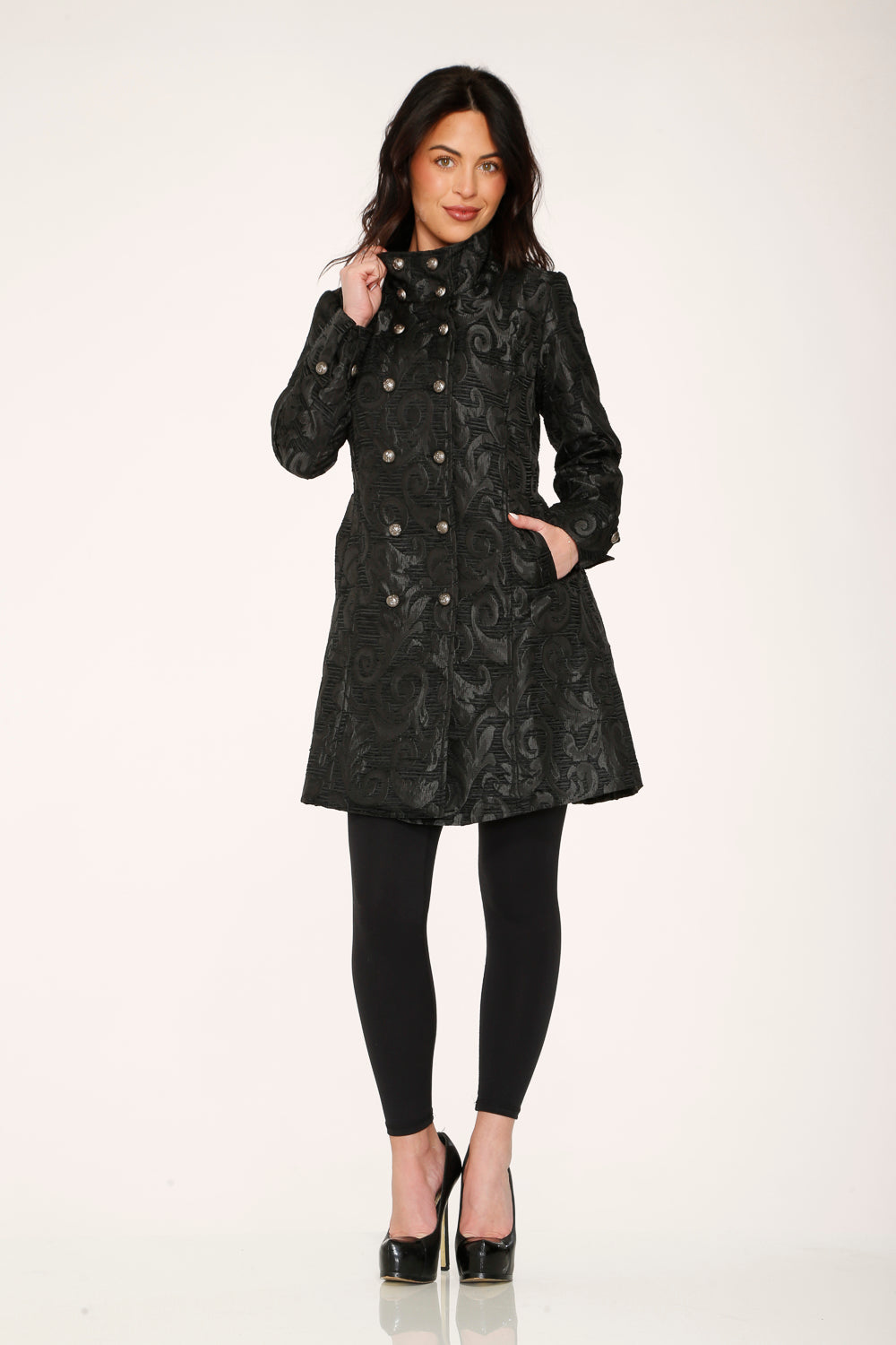 Black Brocade Women's Coat