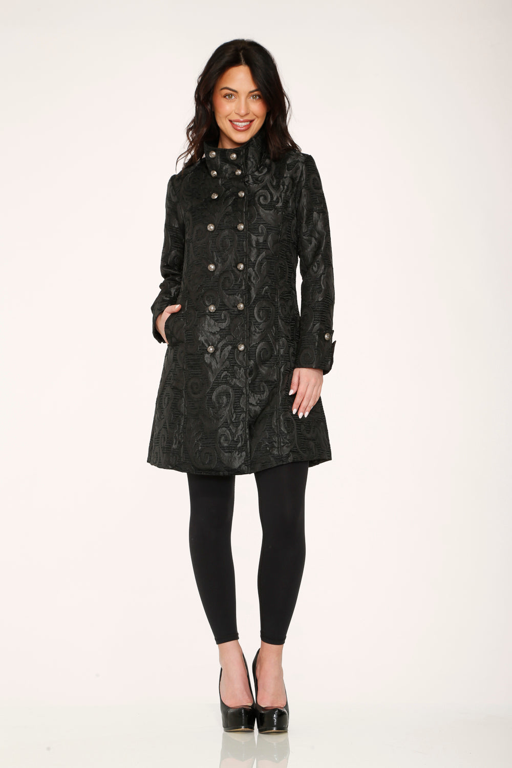 Black Brocade Women's Coat