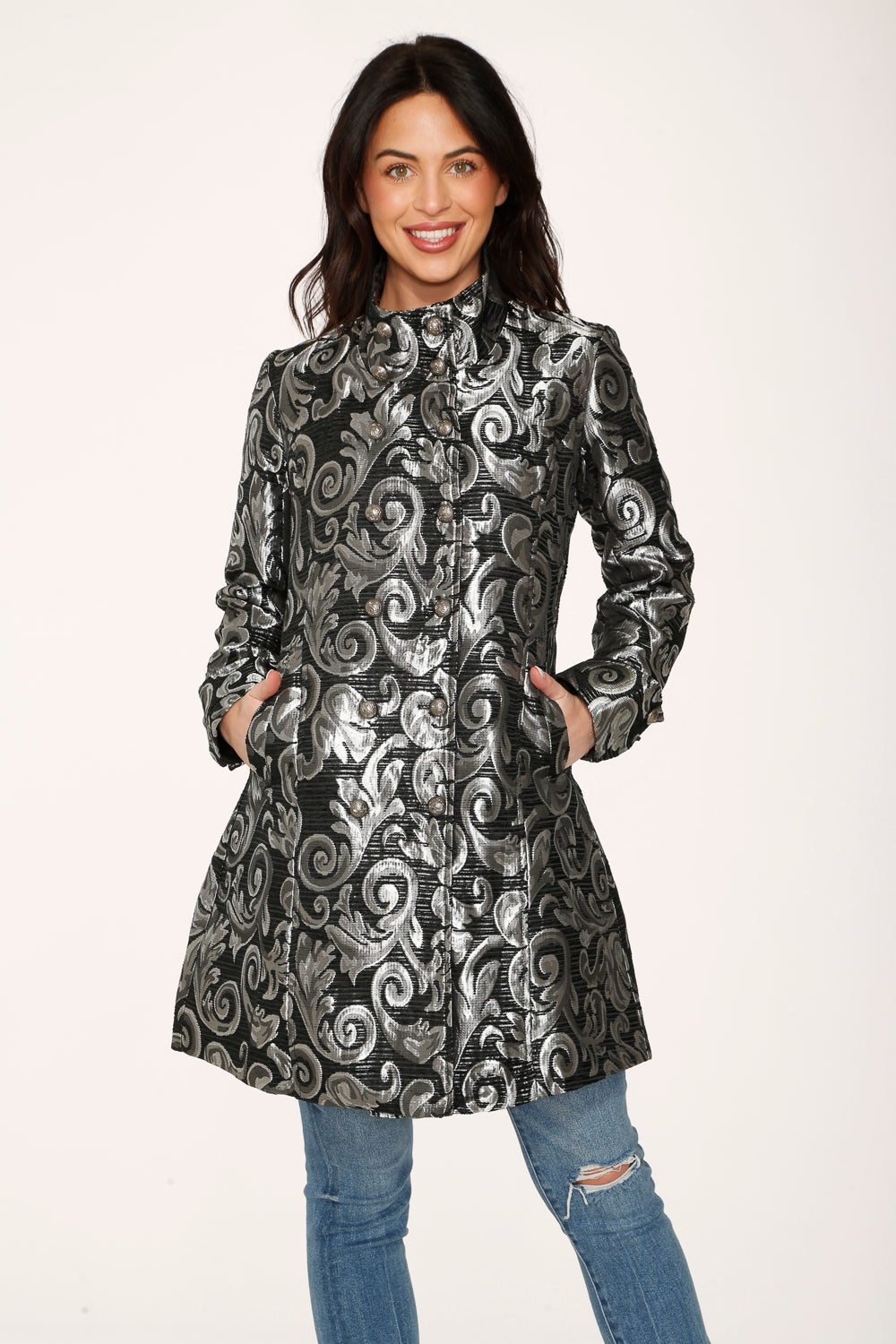 Silver Brocade Women's Coat