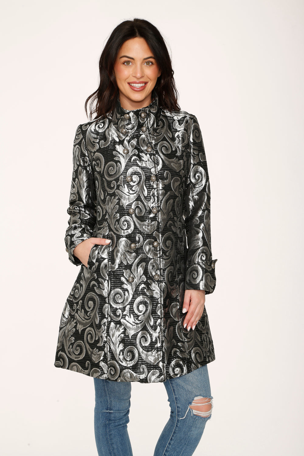 Silver Brocade Women's Coat