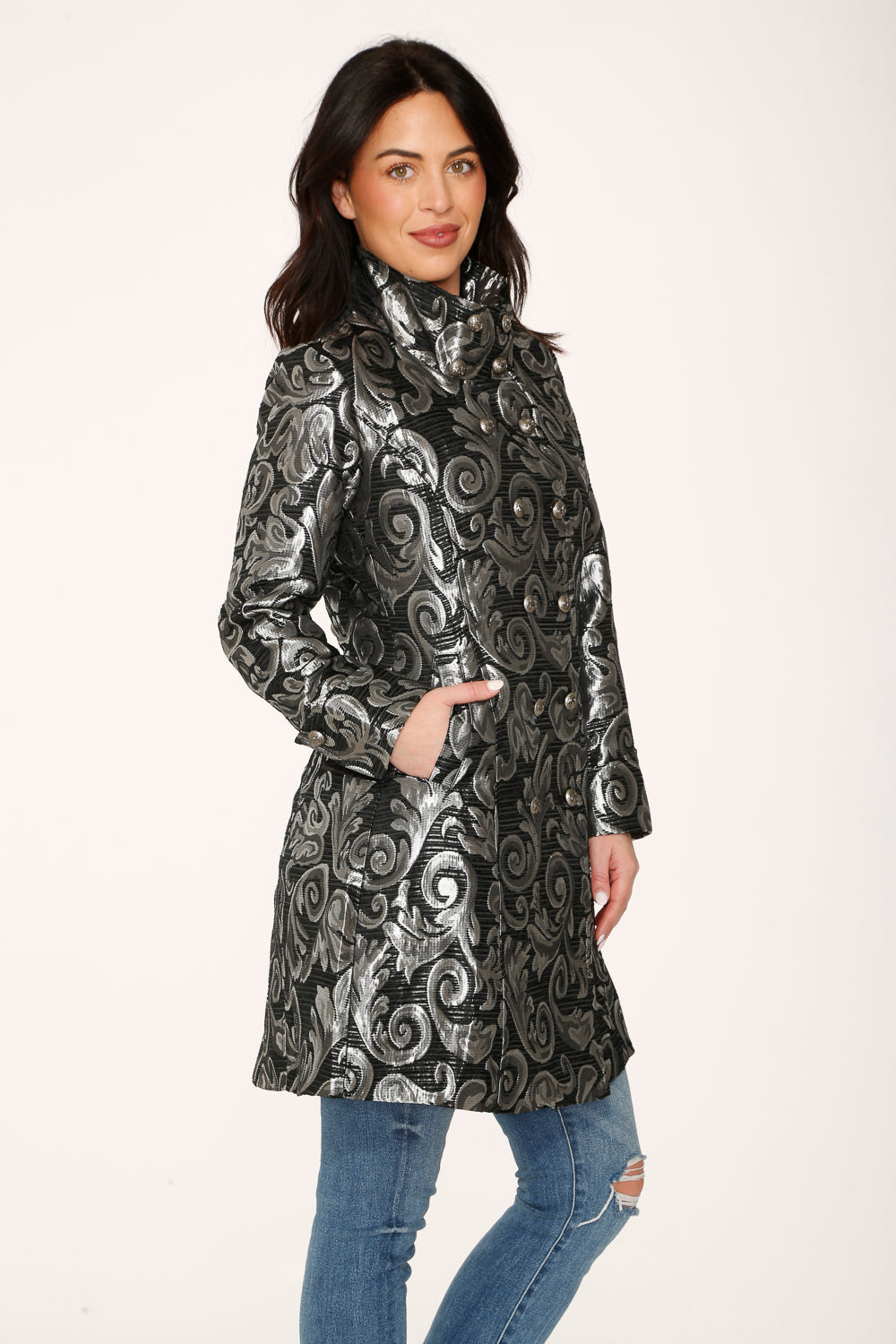 Silver Brocade Women's Coat