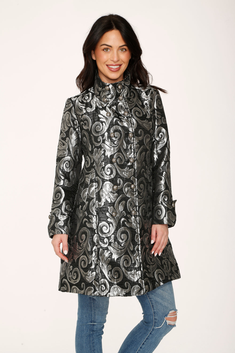 Silver Brocade Women's Coat