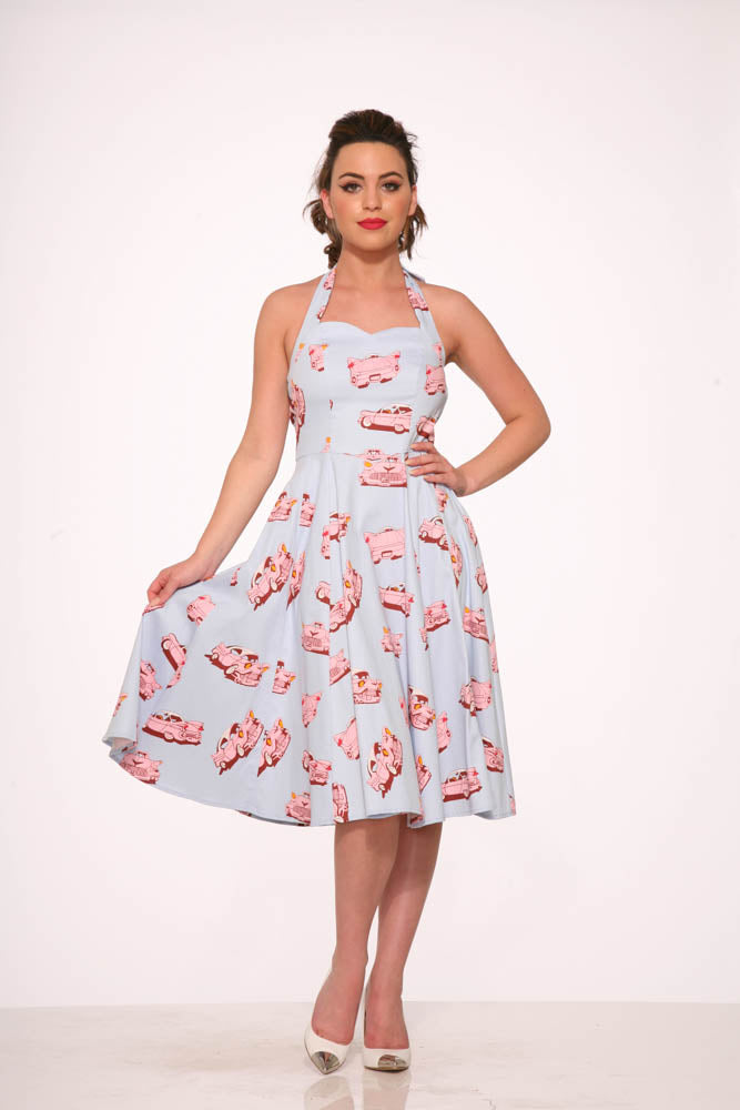 Car Hop Halter Swing Dress