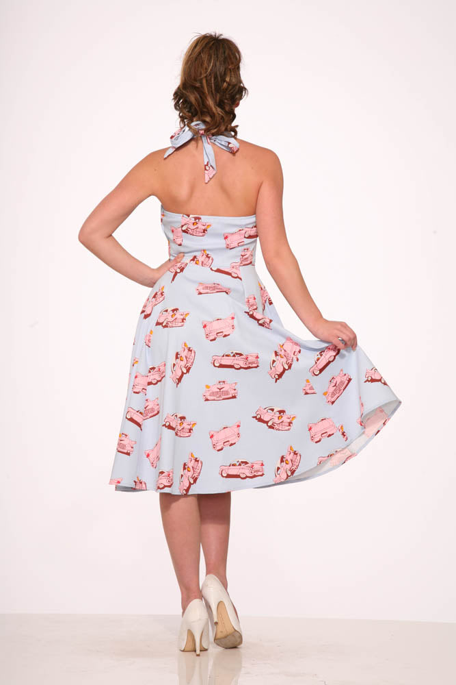 Car Hop Halter Swing Dress