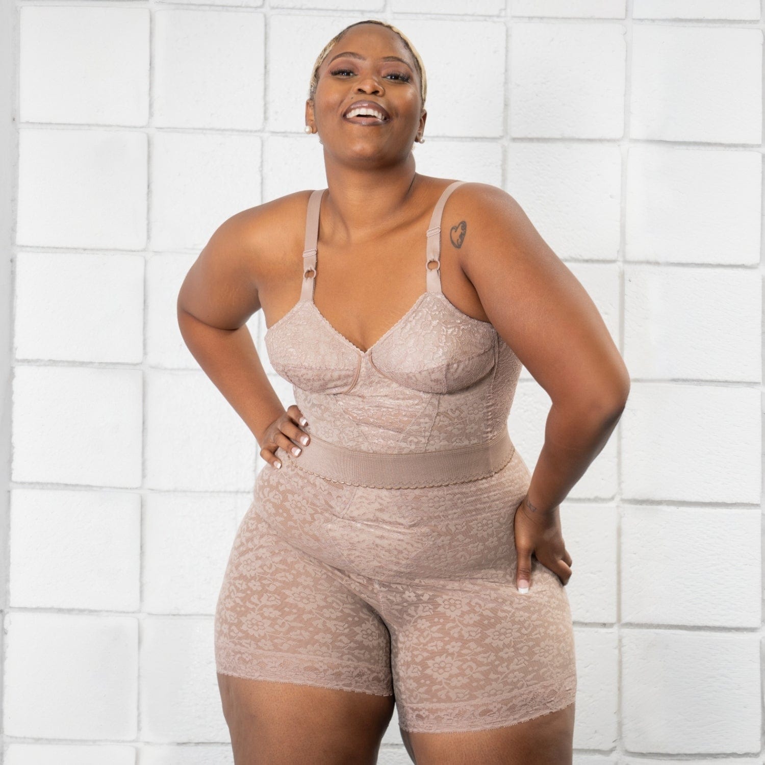 Style 6207 |  No Roll High Waist Lace Thigh Slimmer with Extra Firm Support