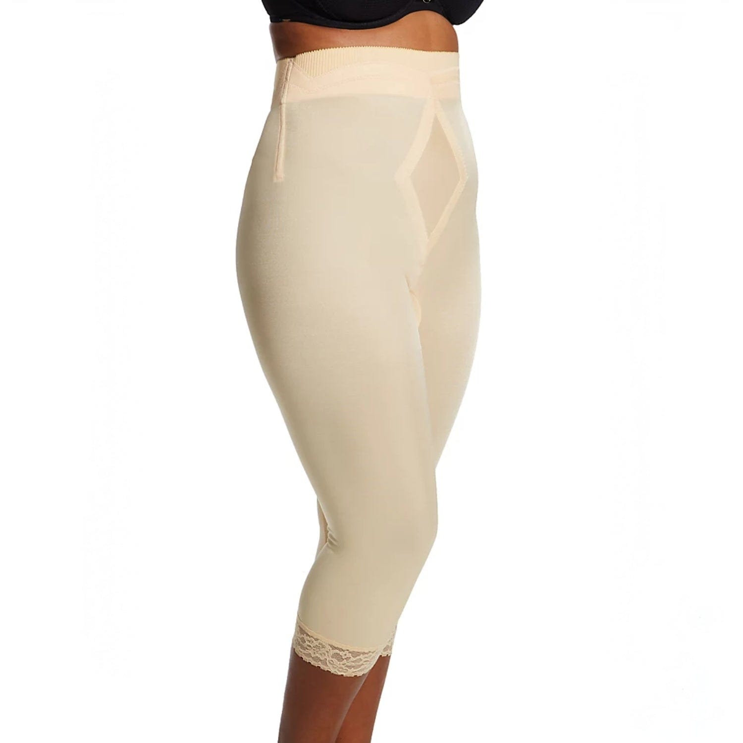 Style 6266 | High Waist Capri Pant Liner with Tummy Control Satin Panel | Memory Compression Fabric | Medium Support