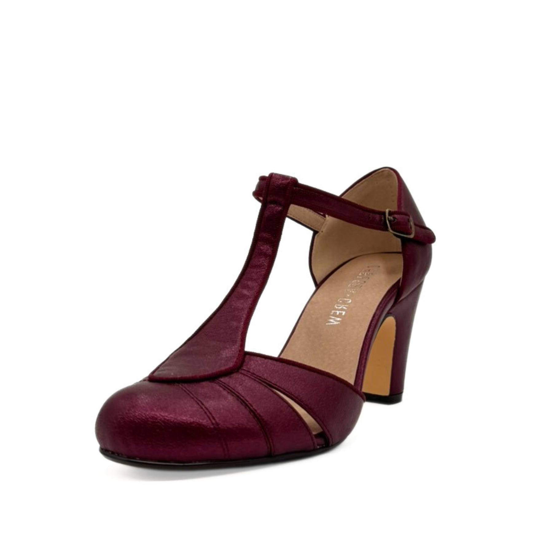 Mulberry Metallic T-Strap Heels