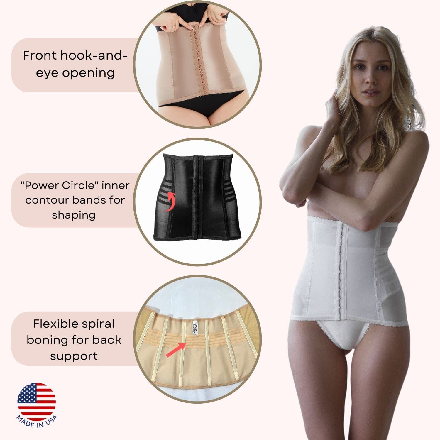 Style 821 | Shapette Powermesh Satin Panel Waist Cincher