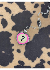 Billiard Ball Lucky #7 Heart Pendant Pink