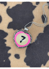 Billiard Ball Lucky #7 Heart Pendant Pink