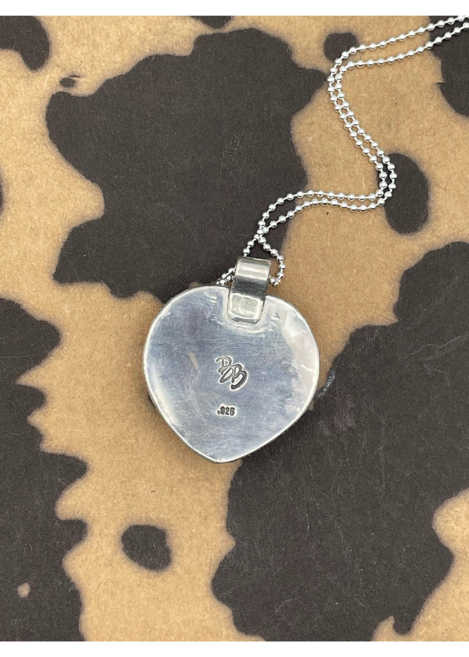 Billiard Ball Lucky #7 Heart Pendant Pink