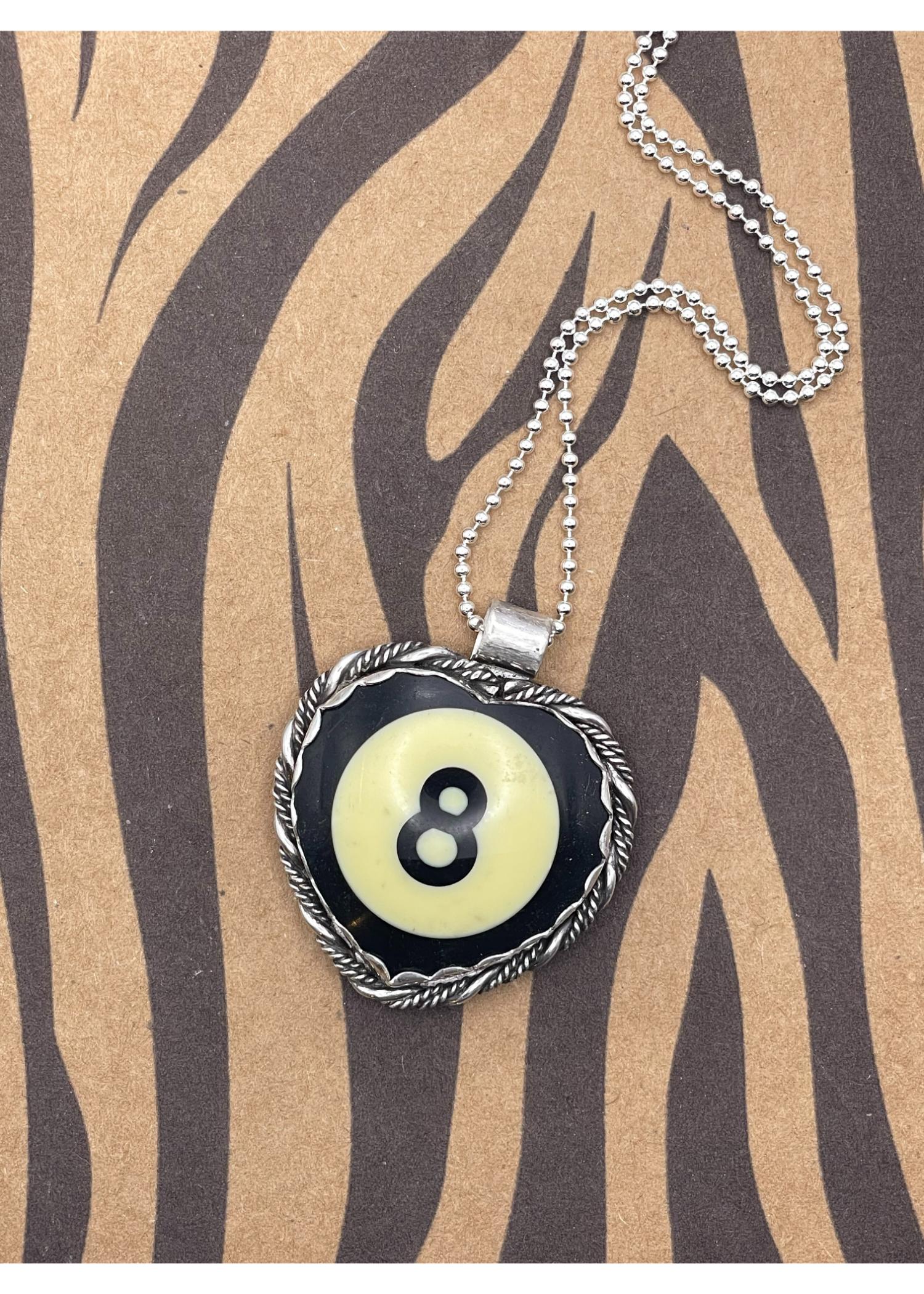 Billiard 8-Ball Heart Pendant Black