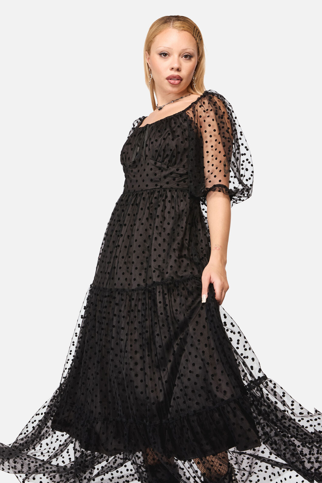 Polka Party Mesh Formal Dress