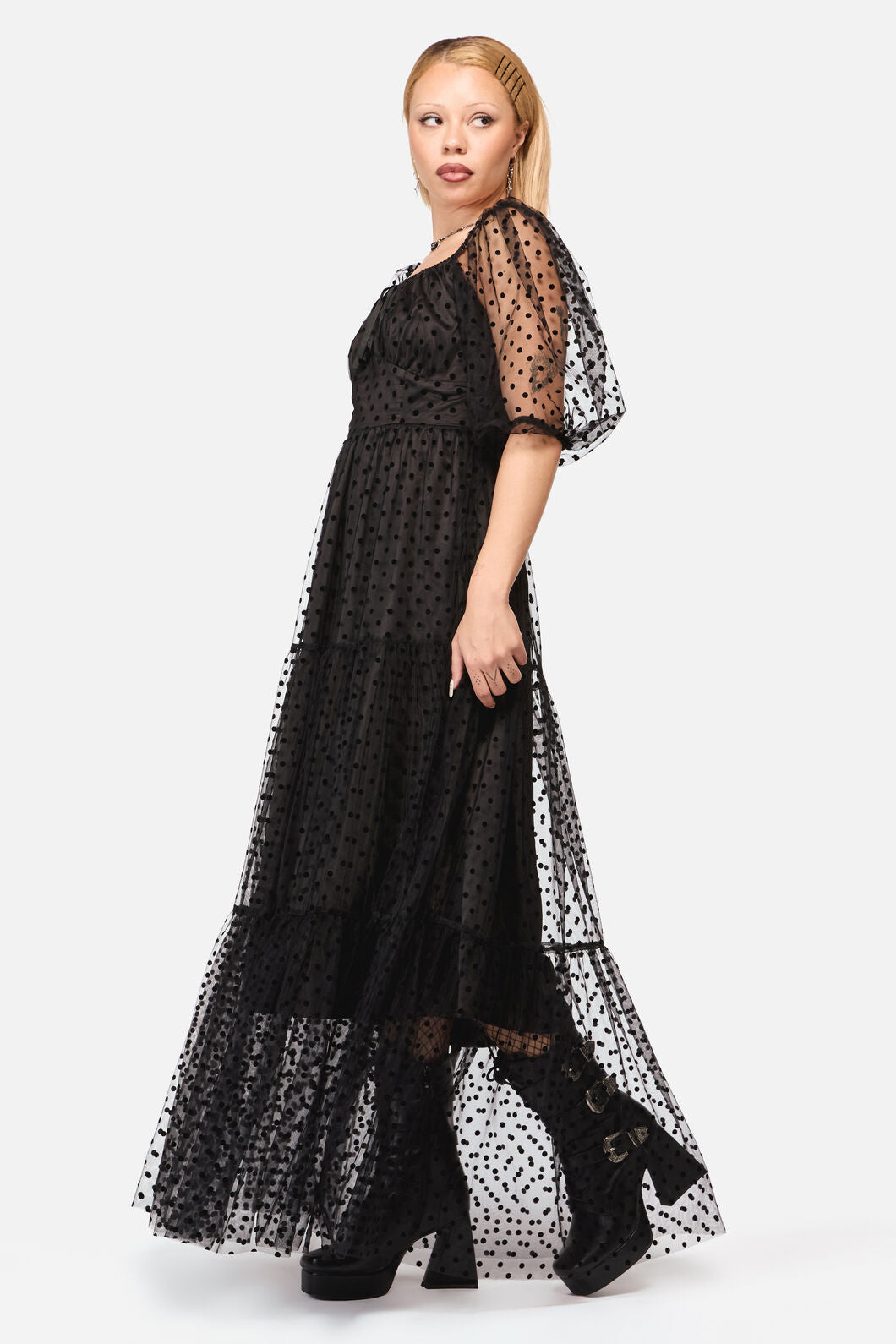 Polka Party Mesh Formal Dress