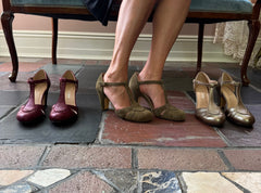 Mulberry Suede T-Strap Heels