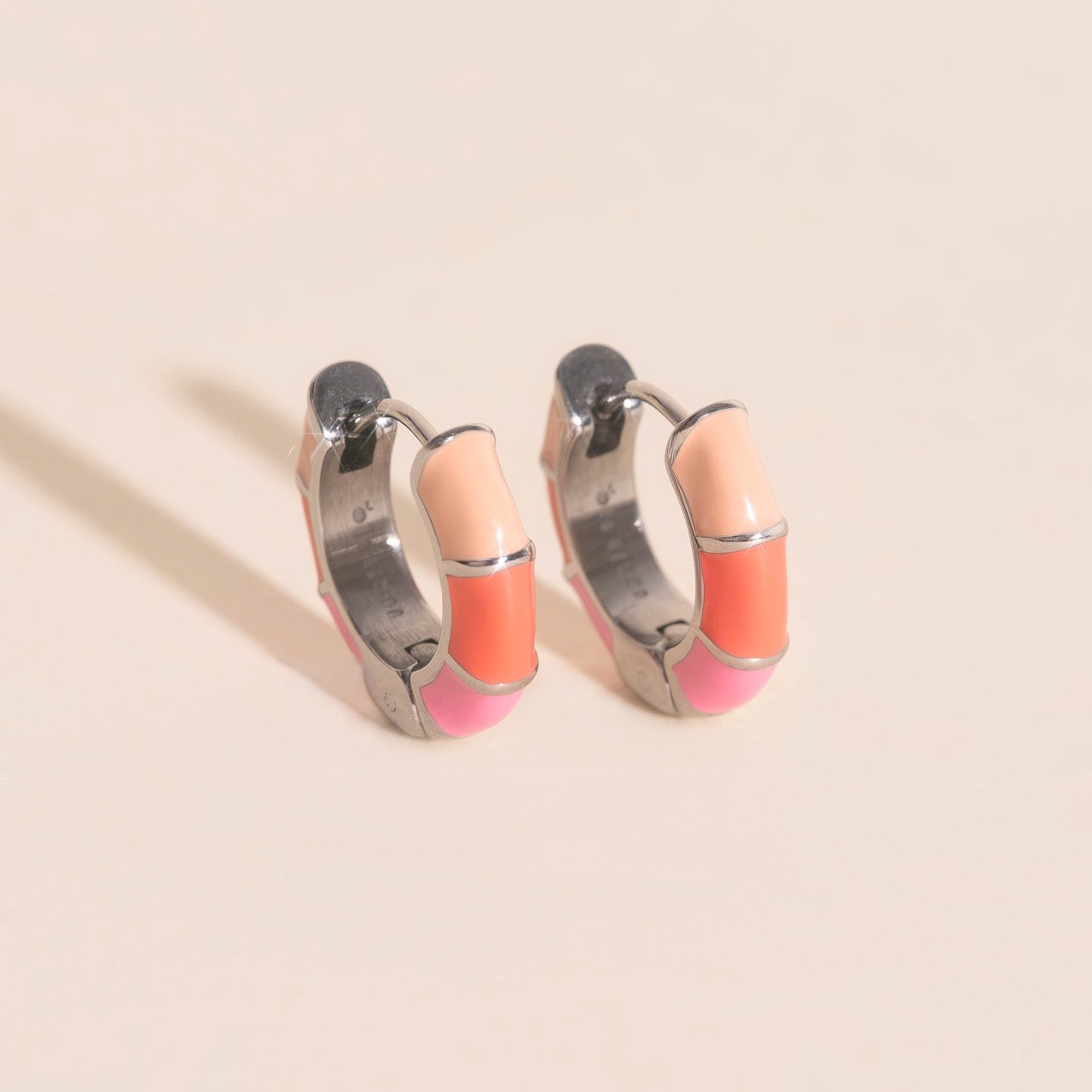 Color Block Chunky Rounded Huggie Hoop Earrings