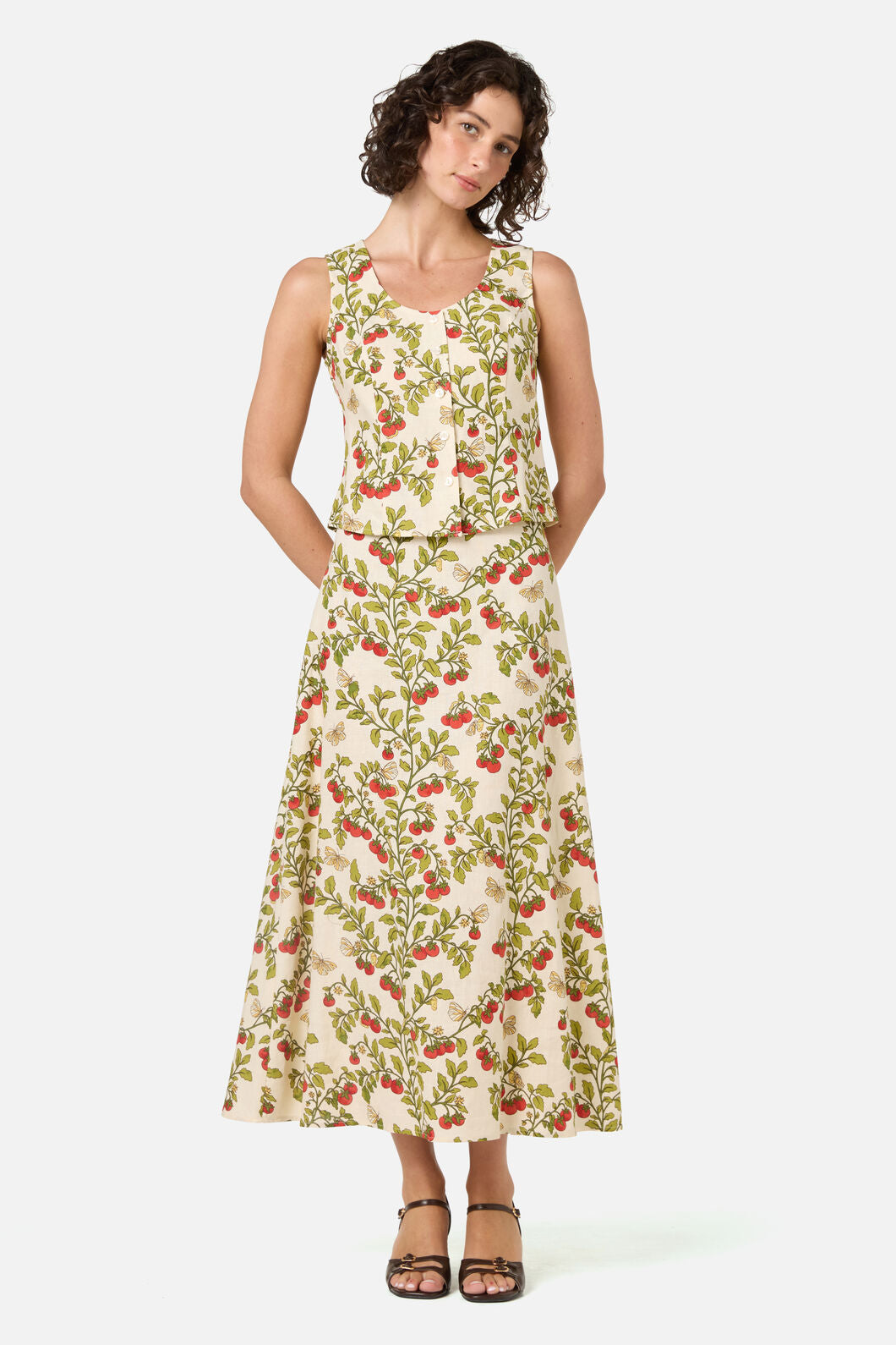 Cherry Tomatoes Midi Skirt