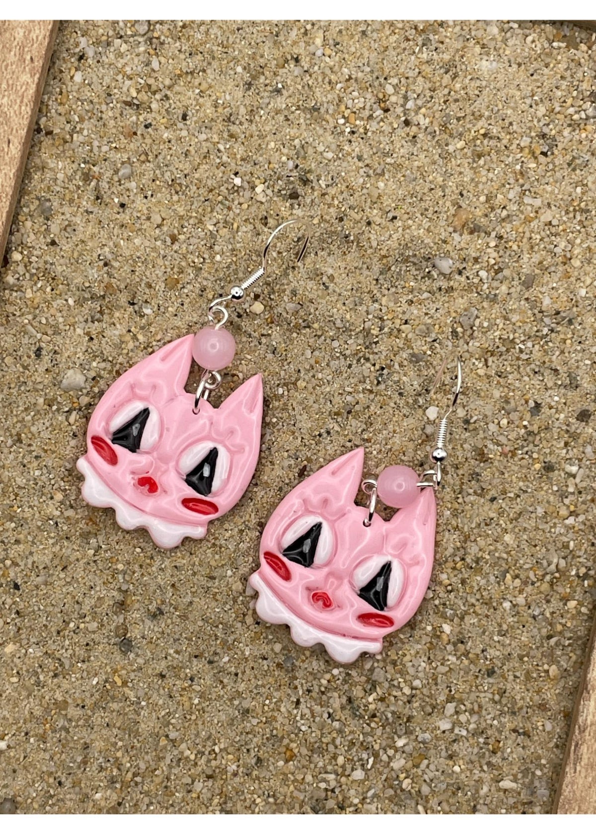 Pink Retro Kitty Cat Lover Earrings
