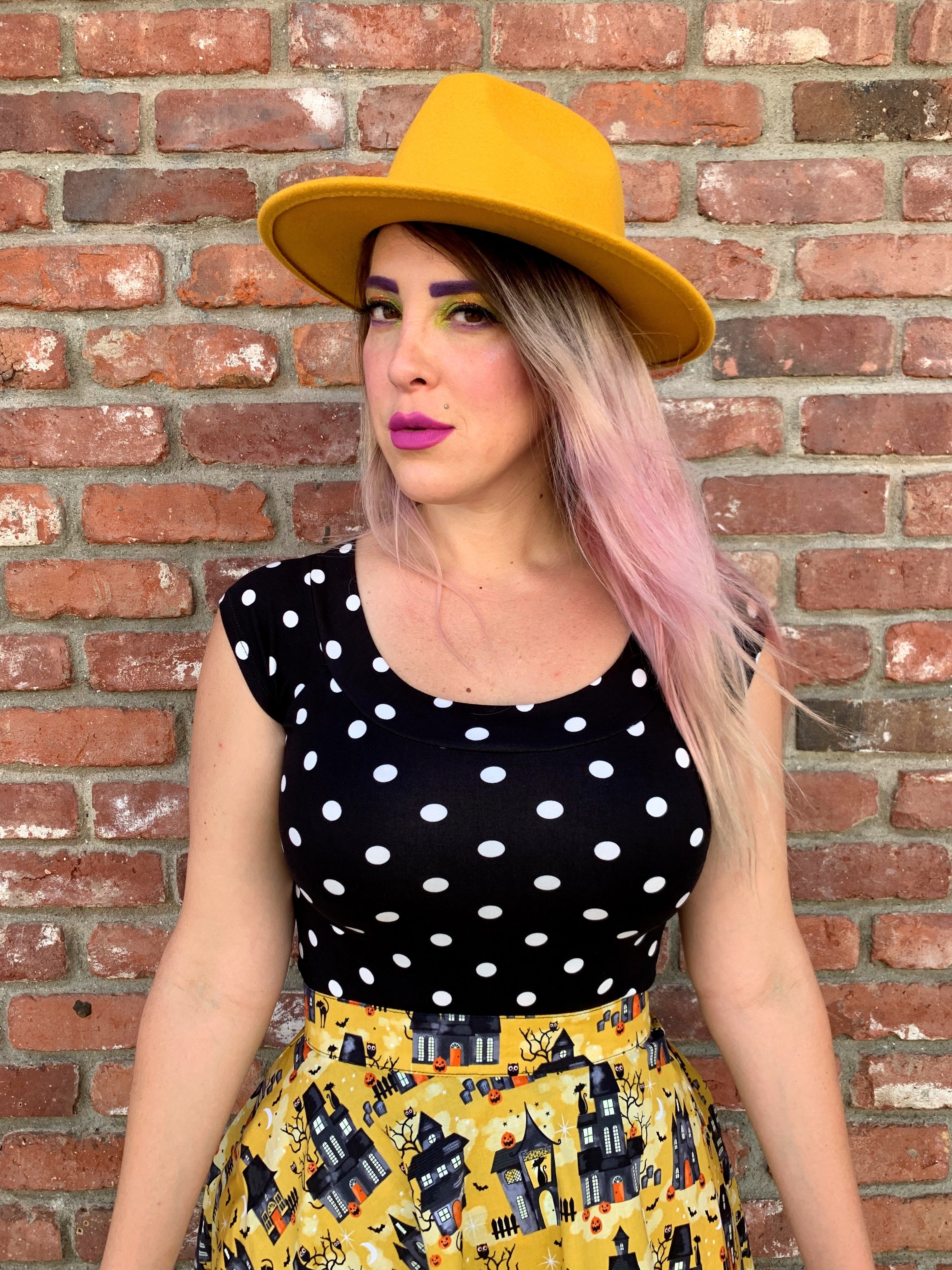 Boat Neck Top in Polka Dots