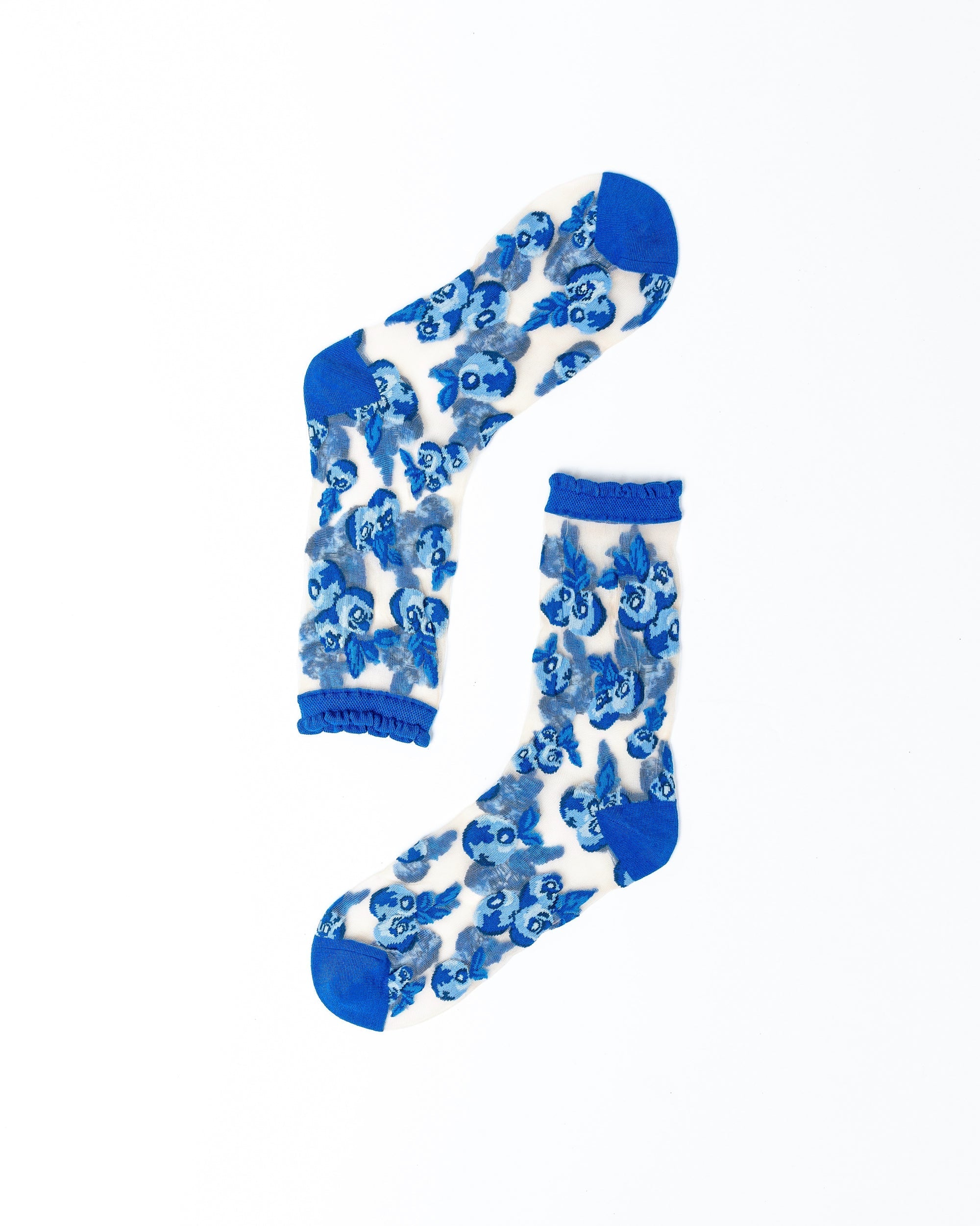 Blueberry Ruffle Sheer Crew Sock
