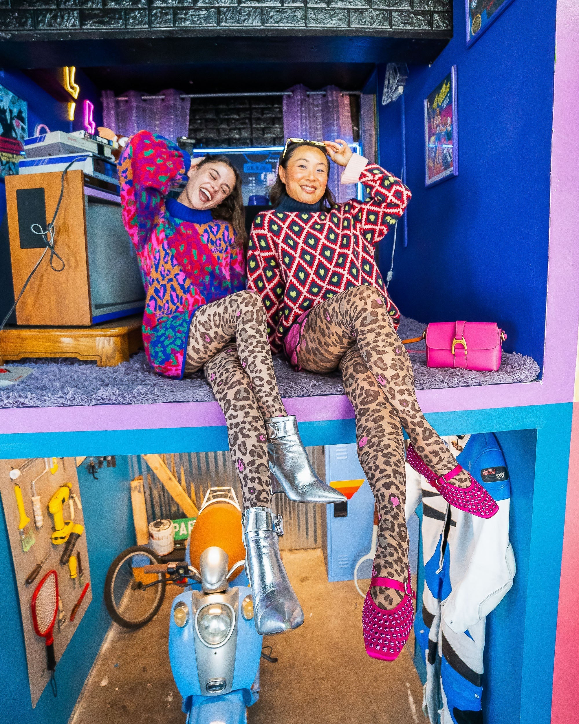 Pink Pop Leopard Print Sheer Tights