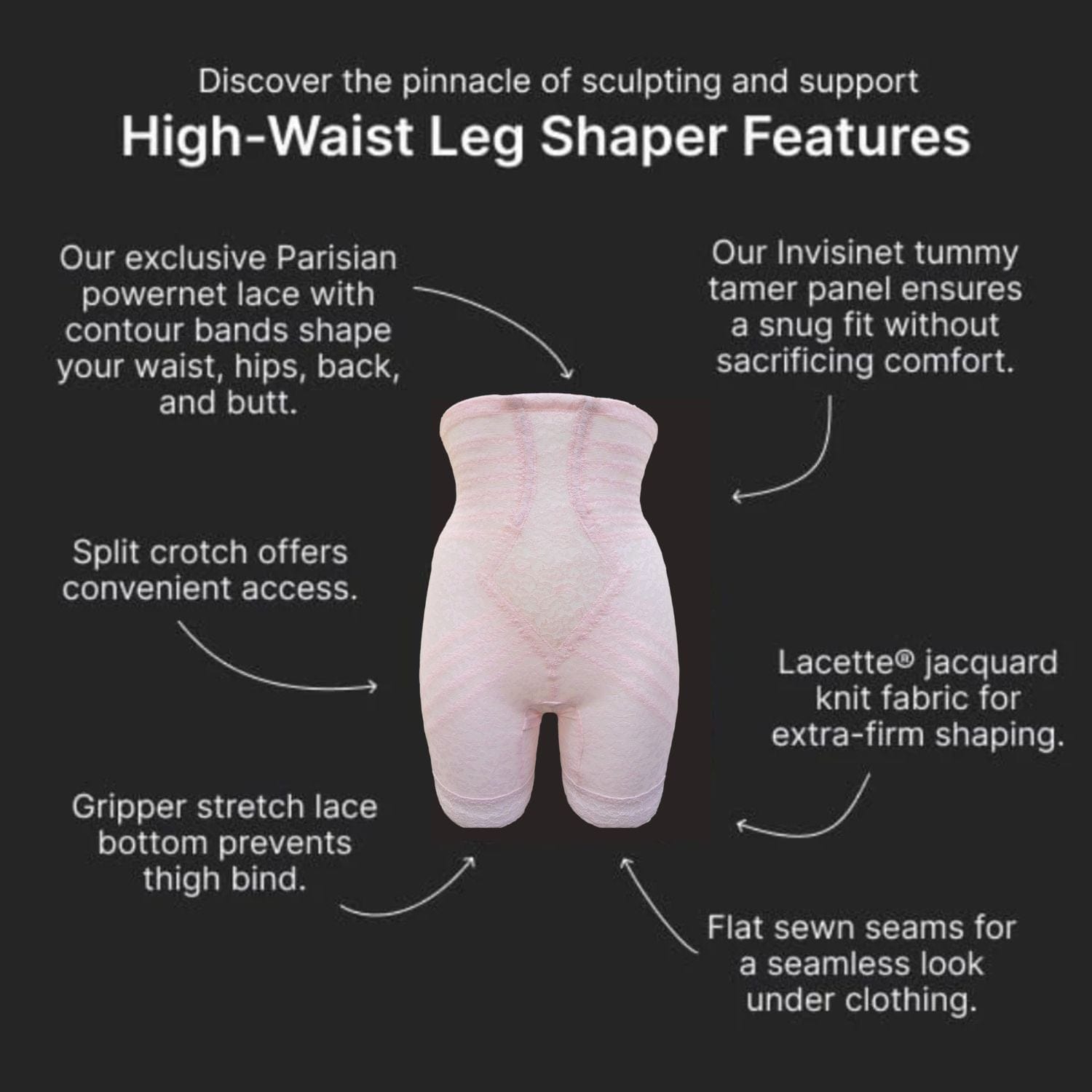 Style 6207 |  No Roll High Waist Lace Thigh Slimmer with Extra Firm Support