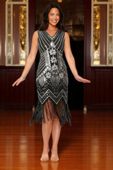 Black Silver Flapper Dress